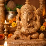 Premium Handcrafted Kadam Wood Lord Ganesha Statue