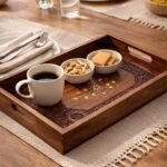 Premium Handcrafted Sheesham Wood Serving Tray with Brass Inlay