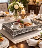 Premium Vintage Silver Finish Decorative Serving Tray