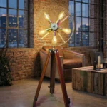 Vintage Industrial Tripod Floor Lamp – Handcrafted Sheesham Wood