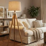 Premium Handcrafted Tripod Floor Lamp – Fabric Shade