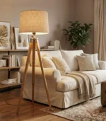 Premium Handcrafted Tripod Floor Lamp – Fabric Shade