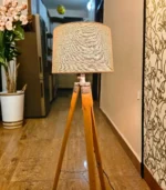 Premium Handcrafted Tripod Floor Lamp – Fabric Shade - Image 2
