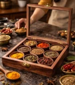 Heritage Wooden Spice Box – 9 Container Organizer - Image 2