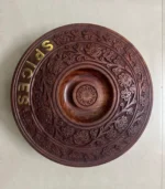 Premium Hand-Carved Sheesham Wood Round Spice Box | Traditional Indian Masala Dani with 7 Bowls - Image 2
