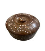 Authentic Indian Rosewood Masala Dabba | Royal Floral Design Spice Box with 7 Katoris (Small) - Image 2