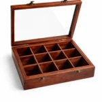 Premium Handcrafted Sheesham Wood Spice Box with Transparent Lid | 12-Compartment